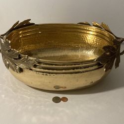 Brass Bowl Container Planter Heavy 17”