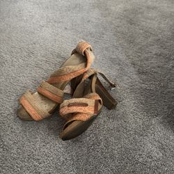 Orange And Beige Heels