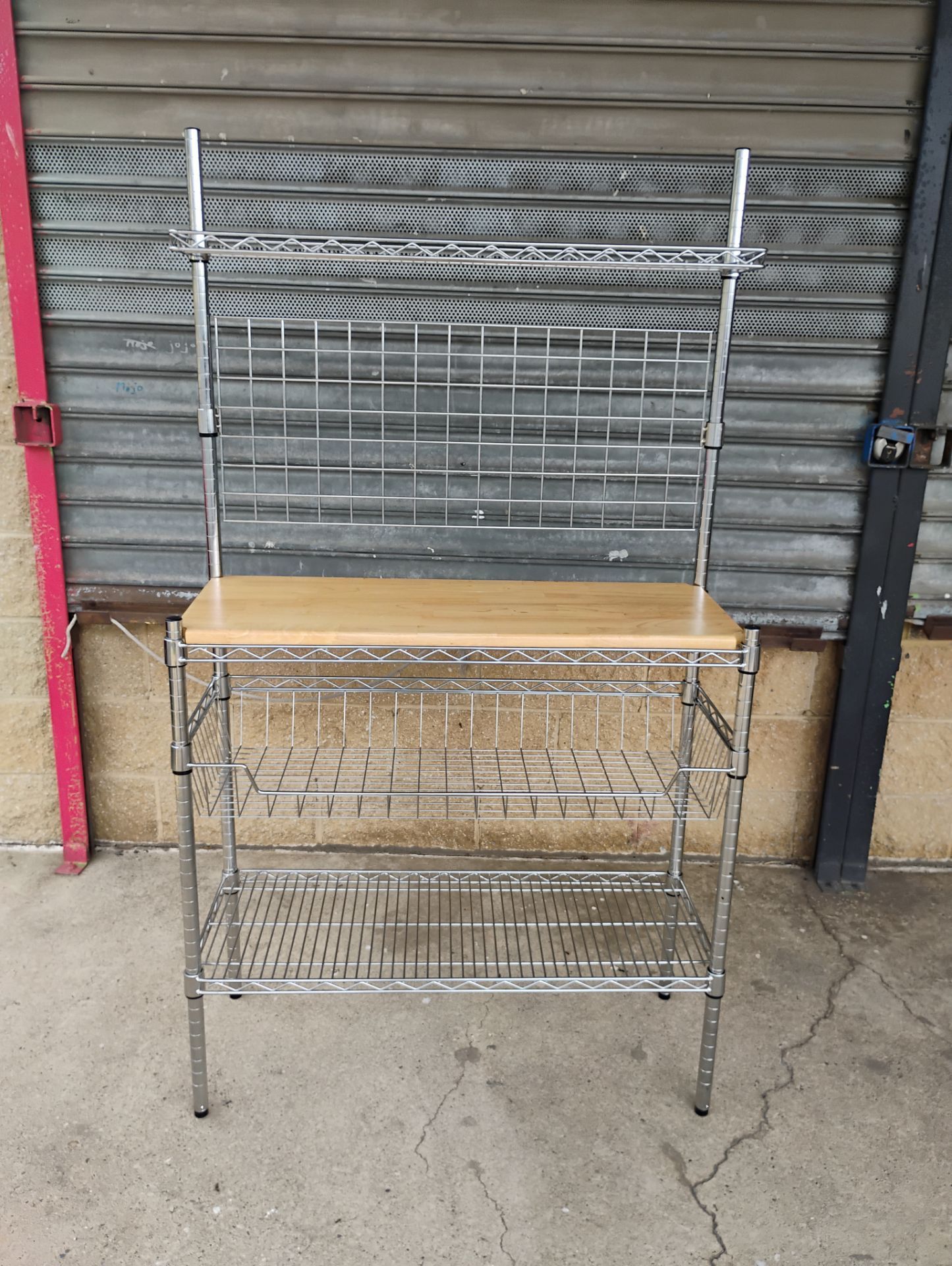 3-Tier Bakers Rack with a Chrome/Natural finish 63"H x 36"W x 14"D in new condition