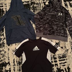 Boys, hoodie, sweatshirts, T-shirt, size medium eight under armor and Adidas
