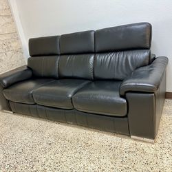 All Black Leather Couch