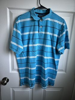 Nautica Men’s Aqua and White Striped Polo 