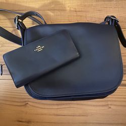 NWOT Coach Purse And Wallet Navy Blue