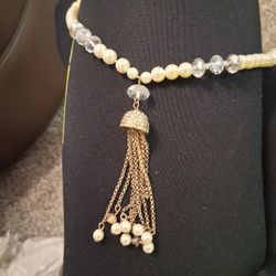 Women's Long 26" Vintage Gold Tone Flapper Necklace 