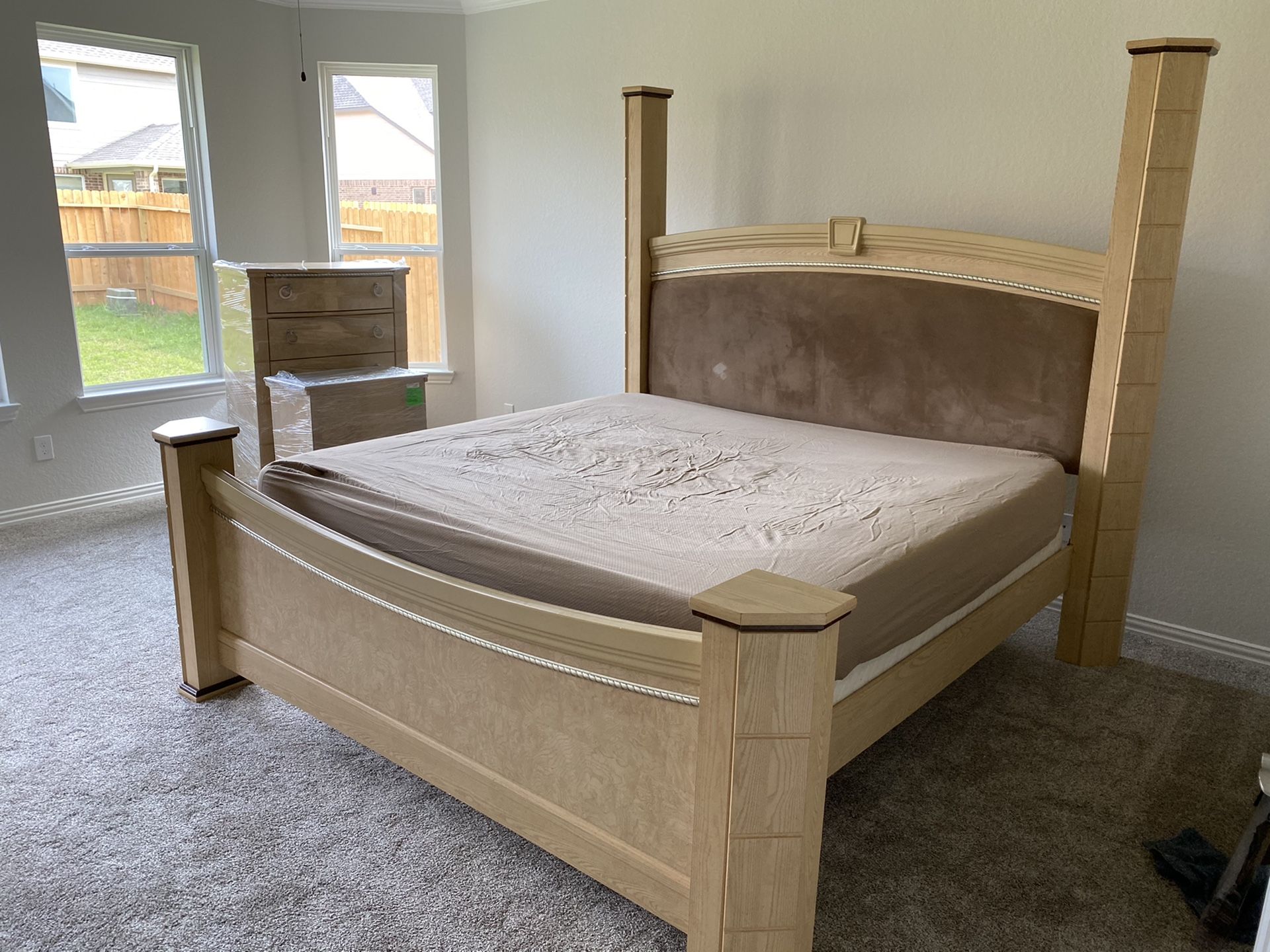 King size bedroom set with mattress and box spring