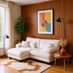 Monterey 94" 3 Piece L Shaped Modular Sofa Set, Velvet Deep Seat 5-Seater Sofa with Ottoman