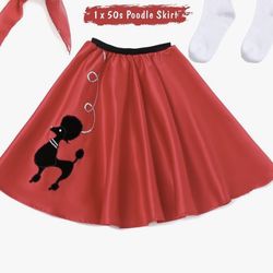 Girls Red Poodle Skirt Like New 