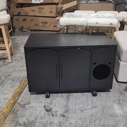 HOOBRO Cat Litter Box Enclosure, Cat Head Decor Storage Cabinet, Hidden Litter Box Furniture with Elegant Arched-Door Design, Wooden Litter Box Cabine