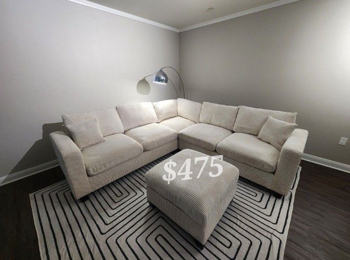Beautiful 4-Pc Corduroy Sectional Sofa Set