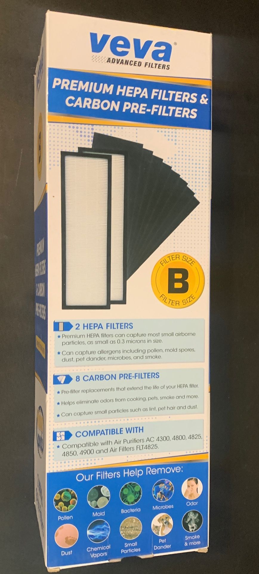 VEVA PREMIUM ADVANCED FILTERS SIZE B 2 HEPA FILTER + 8 CARBON PRE-FILTERS