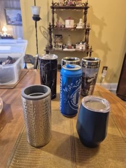 Six New Travel Stainless steel tumblers with lids