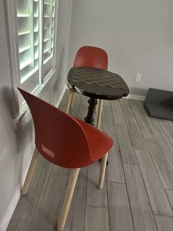 Vintage Chess Table And Rare Chairs