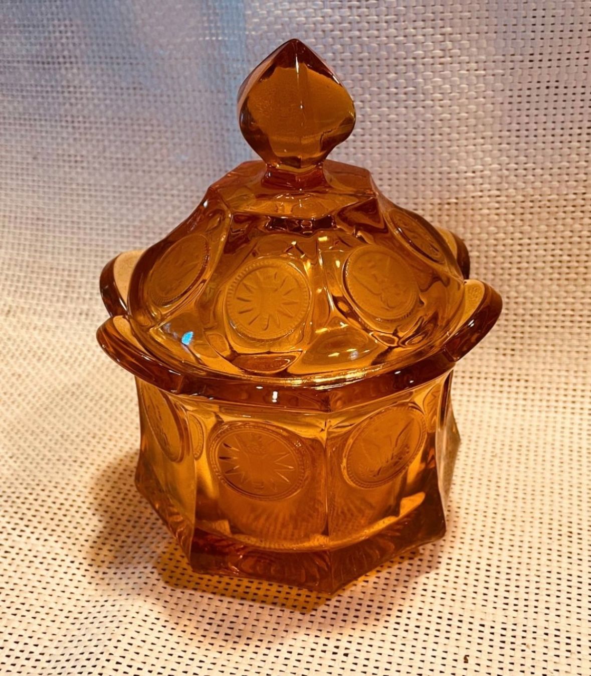 Fostoria Amber Glass Candy Dish, Vintage 1960-s