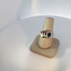 Gents Yellow Gold 14 karat Card Fashion Ring Size 8.5 With Round Diamonds 