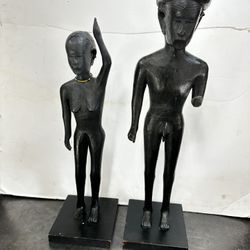 Pair Of Antique Solomon Island Couple Figures Fertility Statues 1(contact info removed)
