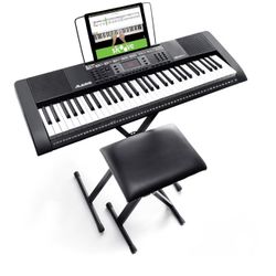 Alesis Melody 61 MKII Key Keyboard Piano for Beginners with Speakers, Stand, Bench, Sheet Music Stand, 300 Sounds and Music Le