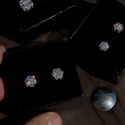 925 Sterling Silver Diamond Moissanite Earrings 