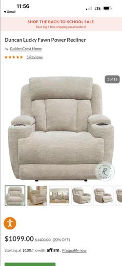 Duncan lucky fawn power recliner