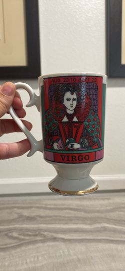 vintage Royal Crown Arnart Zodiac Virgo pedestal coffee cup mug.