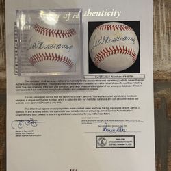 Ted Williams autographed baseball with JSA certification