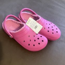 Unisex Pink Classic Lined Fussy Clog Crocs