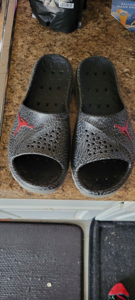 Nike Air Jordan 3 Black Cement Elephant Slides