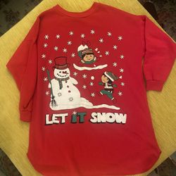 VTG Woman’s Sz L Starlit Nights Pajamas Ugly Christmas Sweater Let It Snow Rare