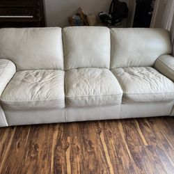 White Leather Couch 