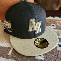 Arizona Coyotes New Era 59Fifty Black/Tan Fitted Hat Size 7 1/8 NWT 