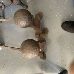 Rare Antique Revolutionary War Valley Forge Cannonball Wrought Iron Andirons