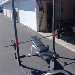 Squat Rack  And Weights  & Bench 