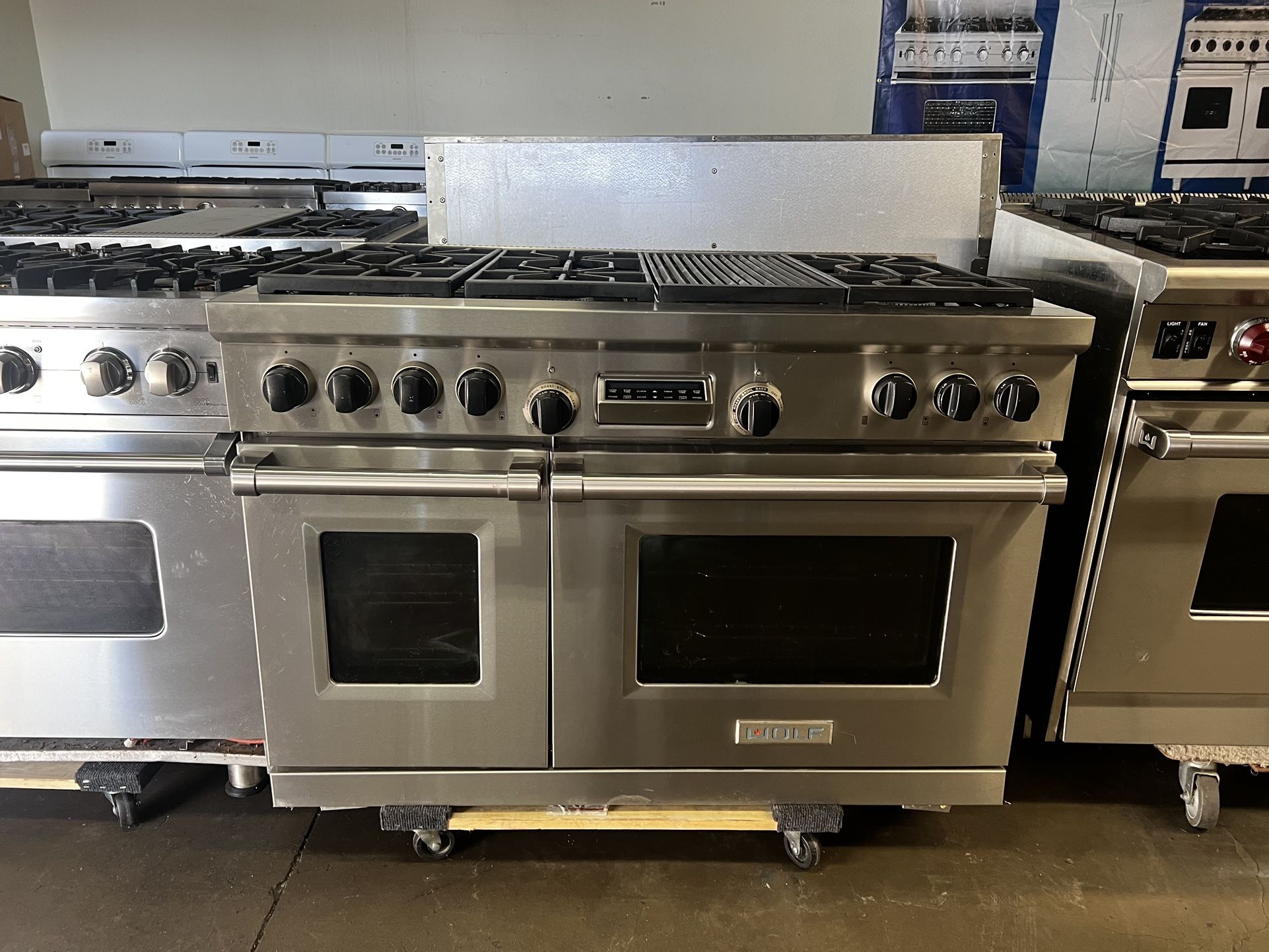 Wolf 48”Wide Dual Fuel Range Stove Stainless Steel With Grill