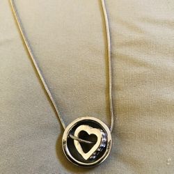 Silver Heart & Crystal, Necklace,