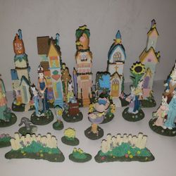 20 pc Miniatures Tall Bunny Easter Village