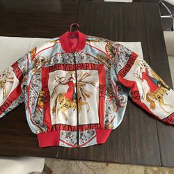 Vintage Hermes Silk Bomber Jacket