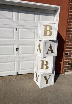 Large Wooden BABY Blocks – Baby Shower, Gender Reveal & Nursery Decor