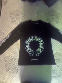 Chrome heart long sleeve horseshoe thermal waffle tshirt black
