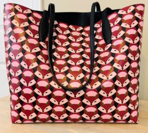 Vintage Kate Spade New York Large Reversible Geo/Fox Tote