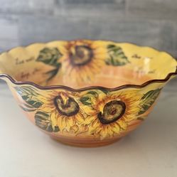 Beautiful Maxcera Sunflower Ceramic Serving Bowl 