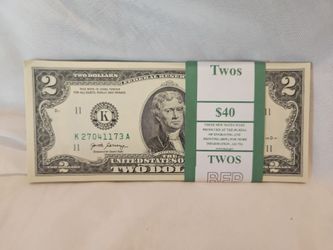 NEW 100 $2 BILLS WITH GOVT STRAP