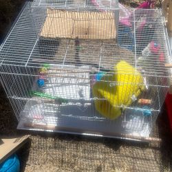 Bird Cage With Toys And Play Perch 