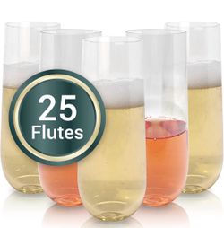 Disposable Champagne Glasses – 25 Count