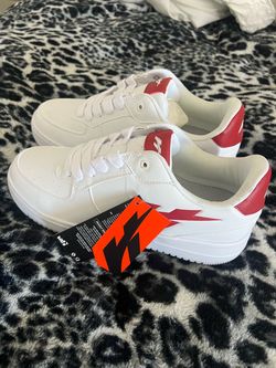 White and Red Low-Top Sneakers New with Tags
