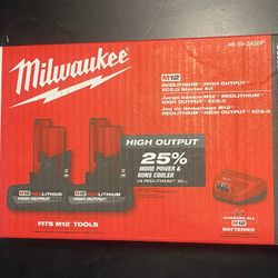 Milwaukee M12 High output 5.0 batteries with Charger