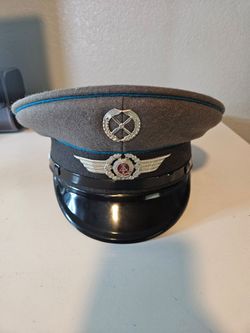 Vintage 1987 East German Railway Visor Cap Hat Deutsche Reichsbahn DDR