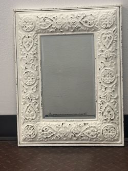 Medium White Metal Wall Mirror