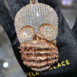 💀 925 Sterling Silver VVS Moissanite Skull Head Custom Pendant | Iced Out Pendant |