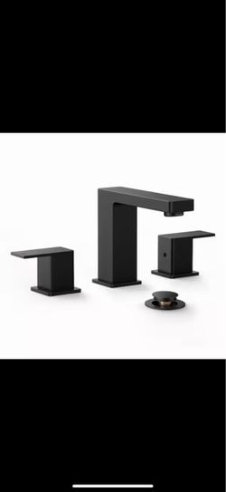 8 in. Widespread Double-Handle Bathroom Faucet with Pop-Up Drain 3-Hole Vanity Sink Faucet Spout in Matte Black