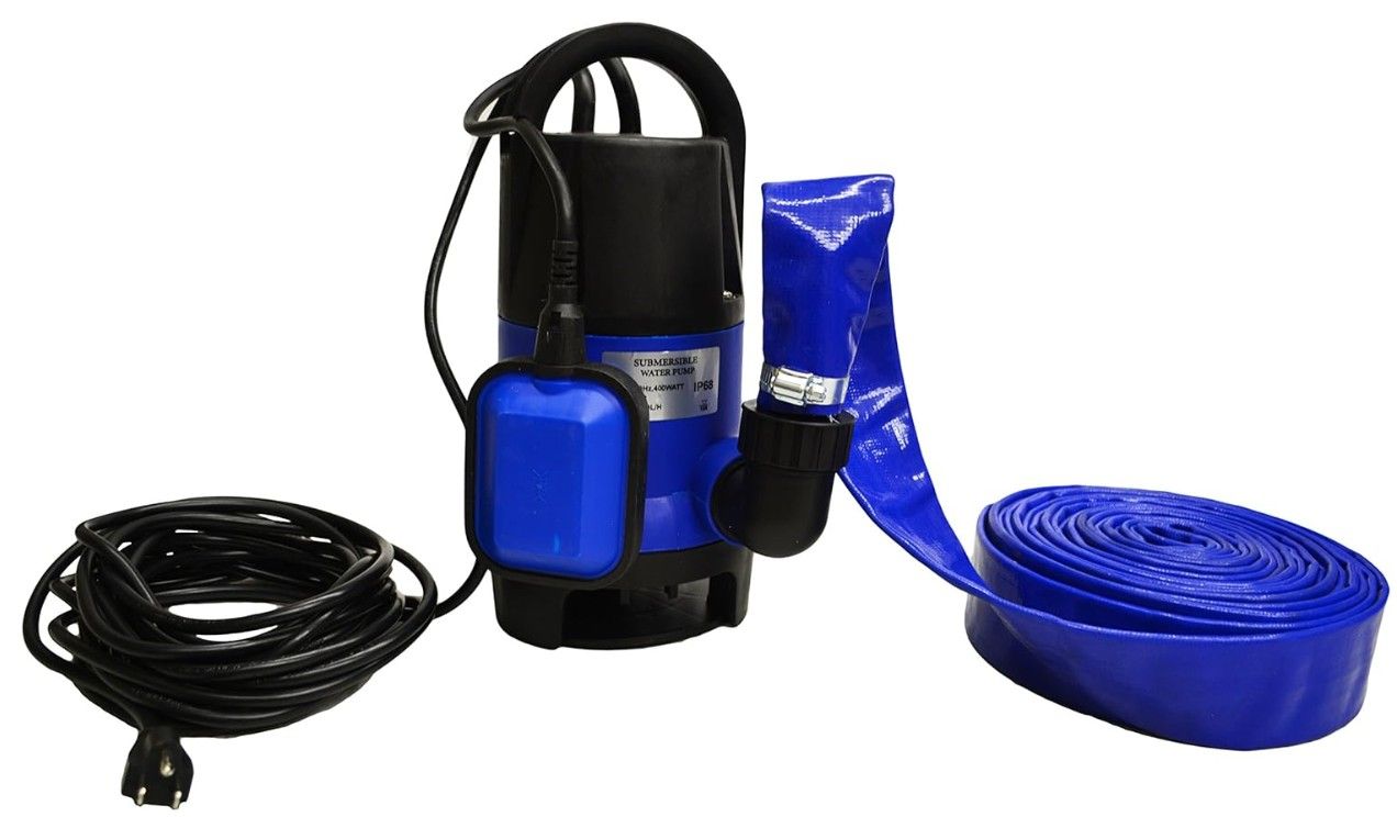 Submersible Drain Pump and 25' Water Hose, Sump Pump Kit for Pools, Hot Tubs, Water Tanks, Ponds, and More (2,000 GPH)
