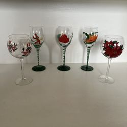 Hand Painted Wine Glasses 